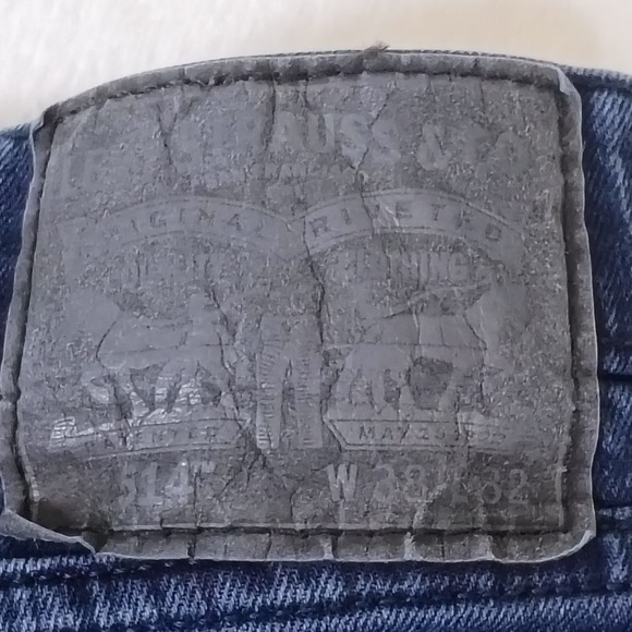 Levi's 514 Athletic Fit Dark Wash Blue Jeans Mens Size 38x32 Stretch Denim - Picture 10 of 16